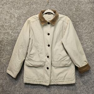 L.L. Bean Utility Jacket Beige with Corduroy Collar and Relaxed Fit